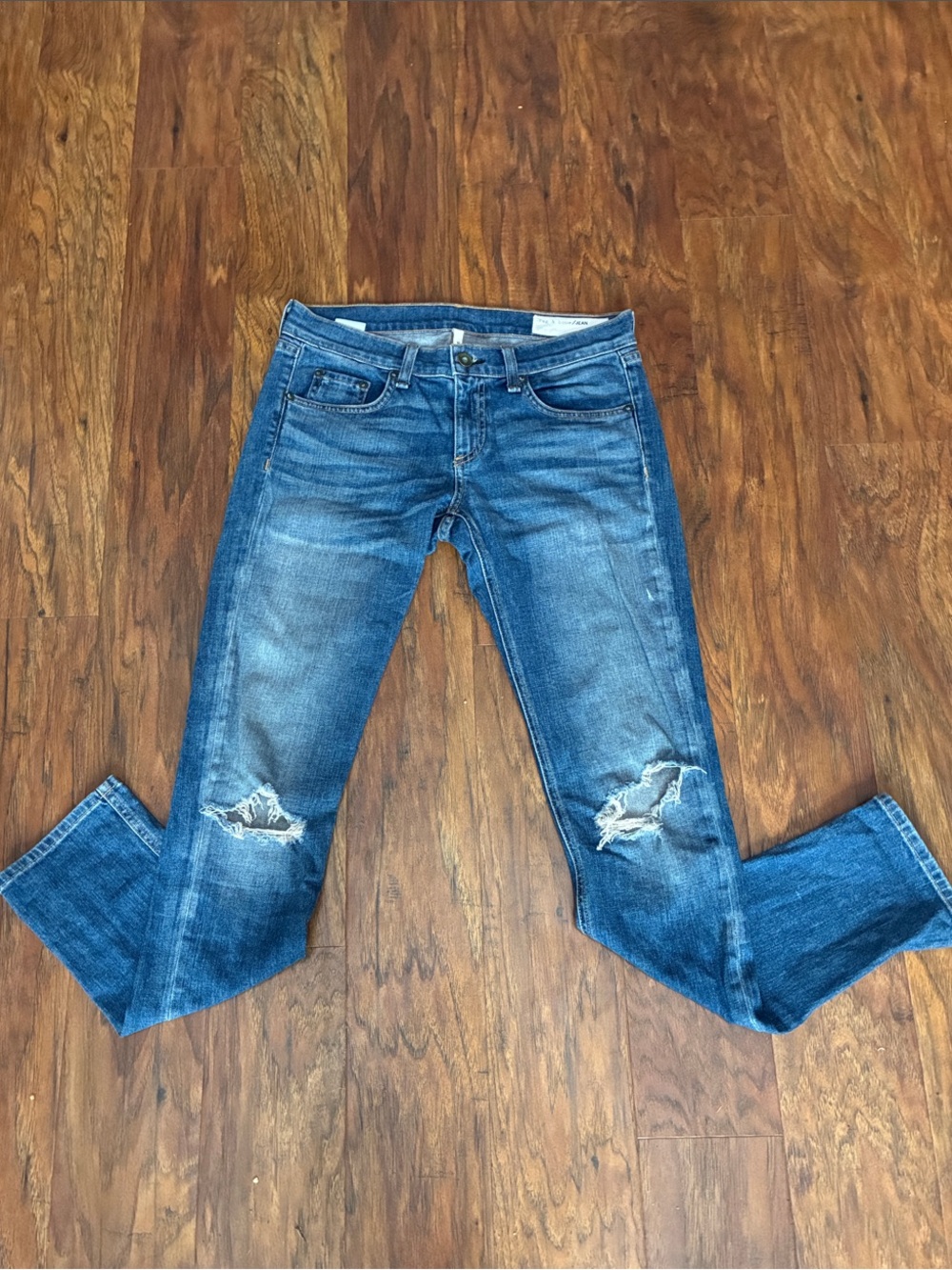 rag & bone Women's Dre (boyfriend) Distressed Denim - Blue Wash size 25